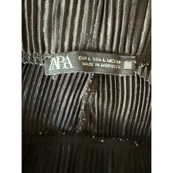 Zara Black Straight Flare Semi Sheer Black Pants Women’s Size L - Picture 4 of 5